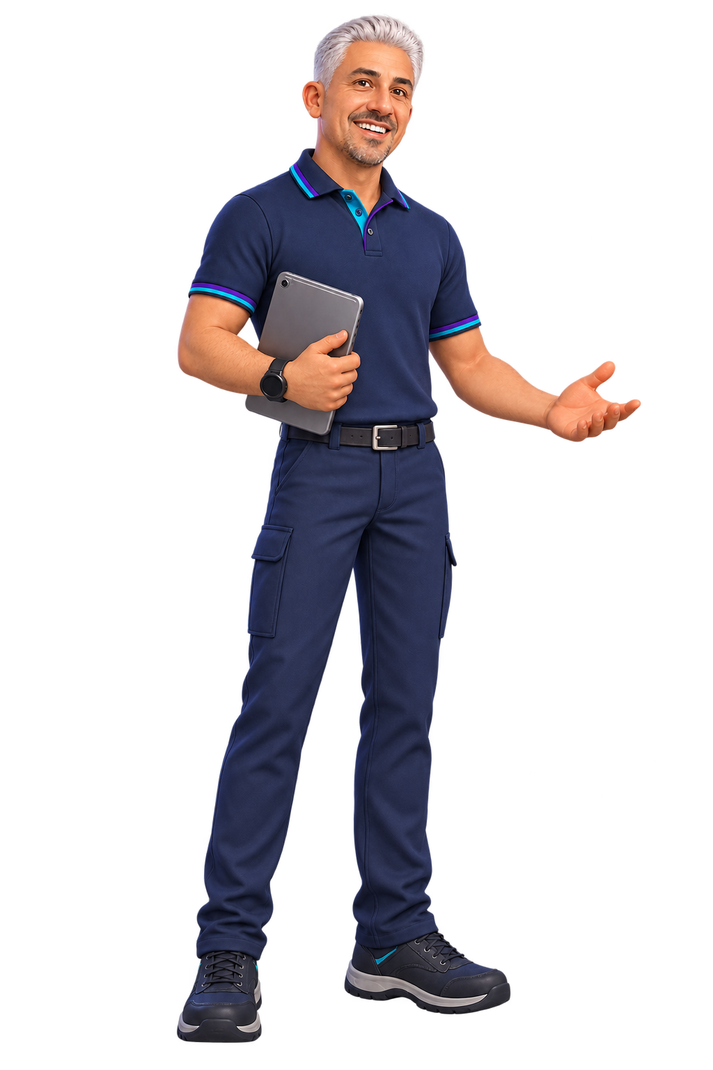 Mascote humano CORTEK inspirado em Kayller Vale, com uniforme nas cores da marca